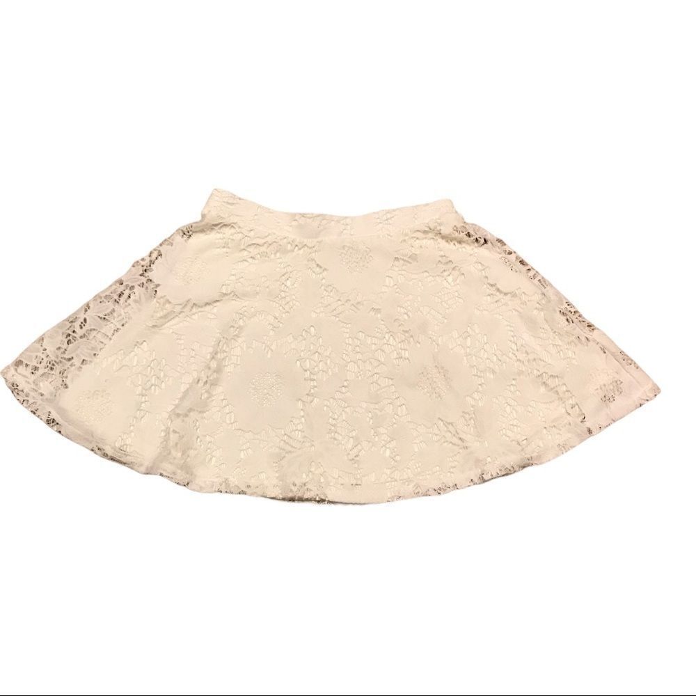 Aeropostale Lace Floral Mini Skater Skirt Girls Ivory White S/P